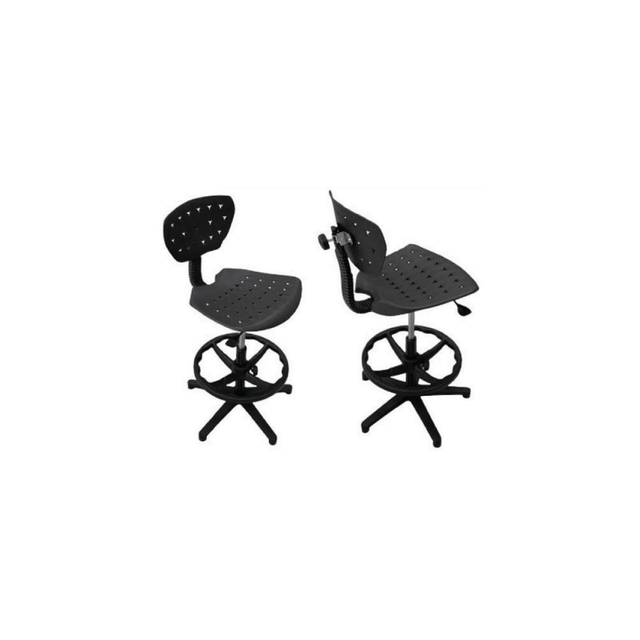 High Chair with Footrest in Plastic Base - Black