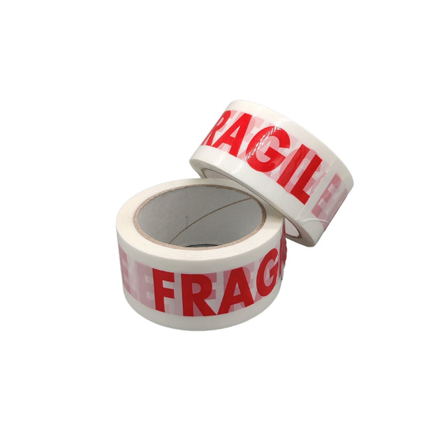 Nastro adesivo acrilico "Fragile" testo rosso formato 5 cm x 66 m